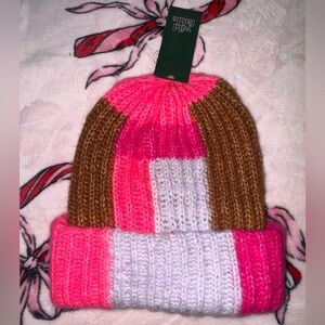 Wild Fable Women’s Color Block Knit Beanie Pink Brown Purple Hat Winter NEW NWT